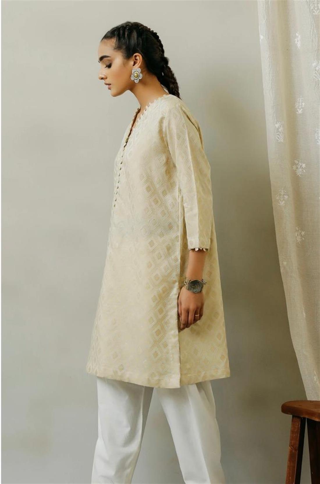 Light Gold Ethnic Designer Ladies Ready to Wear Suits