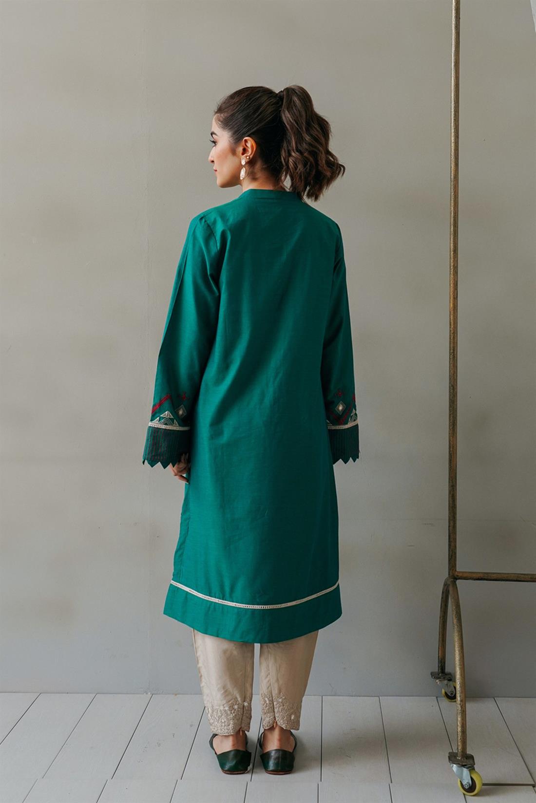Green Embroidered Ethnic Designer Ladies Ready to Wear Suits