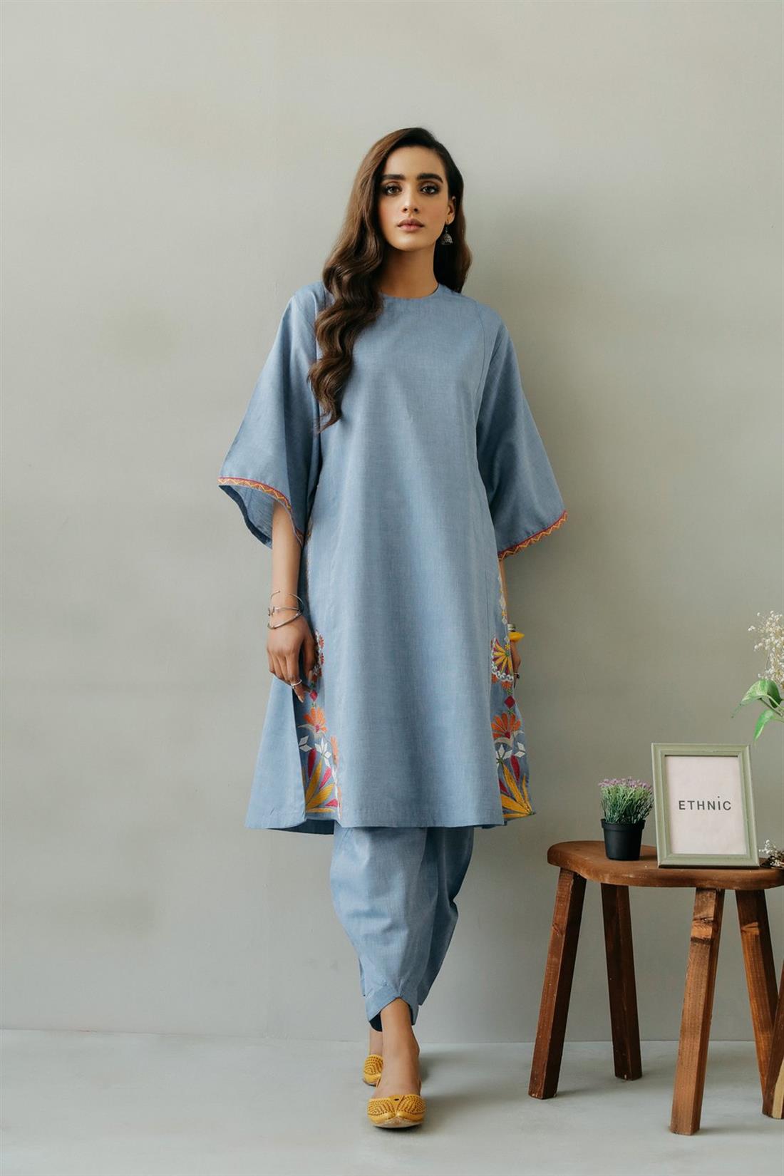 Blue Embroidered Ethnic Designer Ladies Ready to Wear Suits