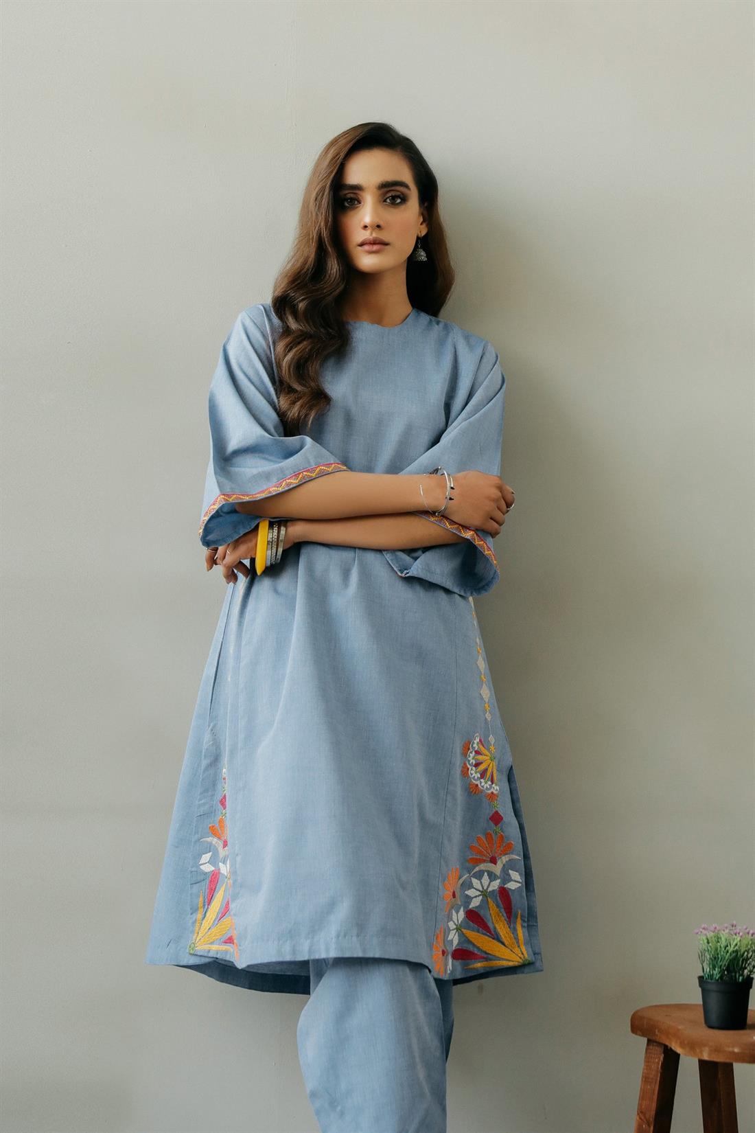 Blue Embroidered Ethnic Designer Ladies Ready to Wear Suits