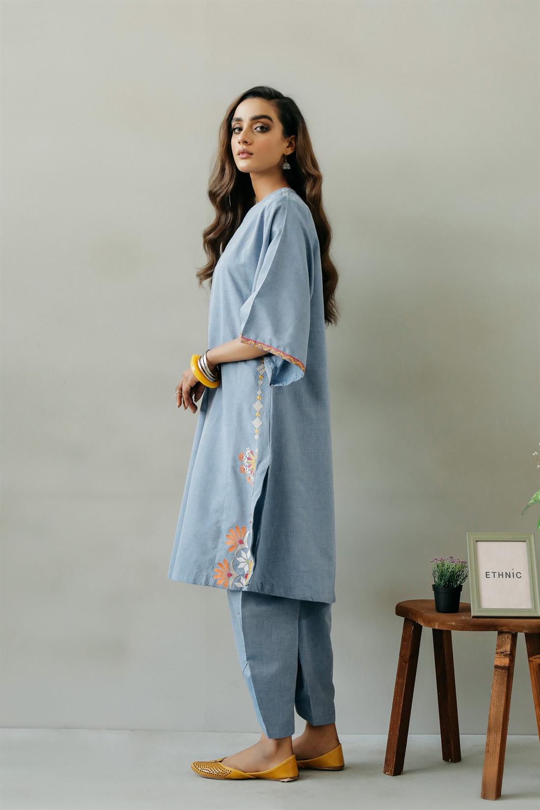 Blue Embroidered Ethnic Designer Ladies Ready to Wear Suits