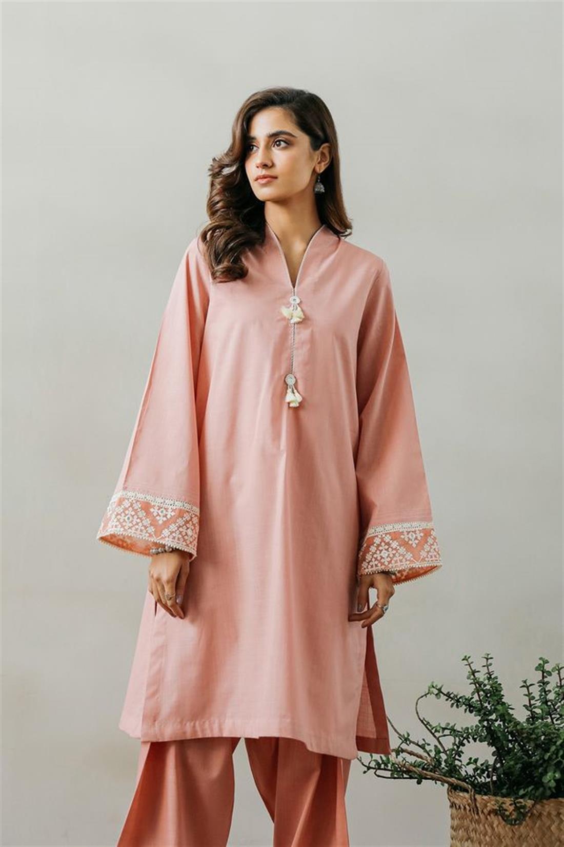 Pink Embroidered Organza Ethnic Designer Ladies Ready to Wear Suits