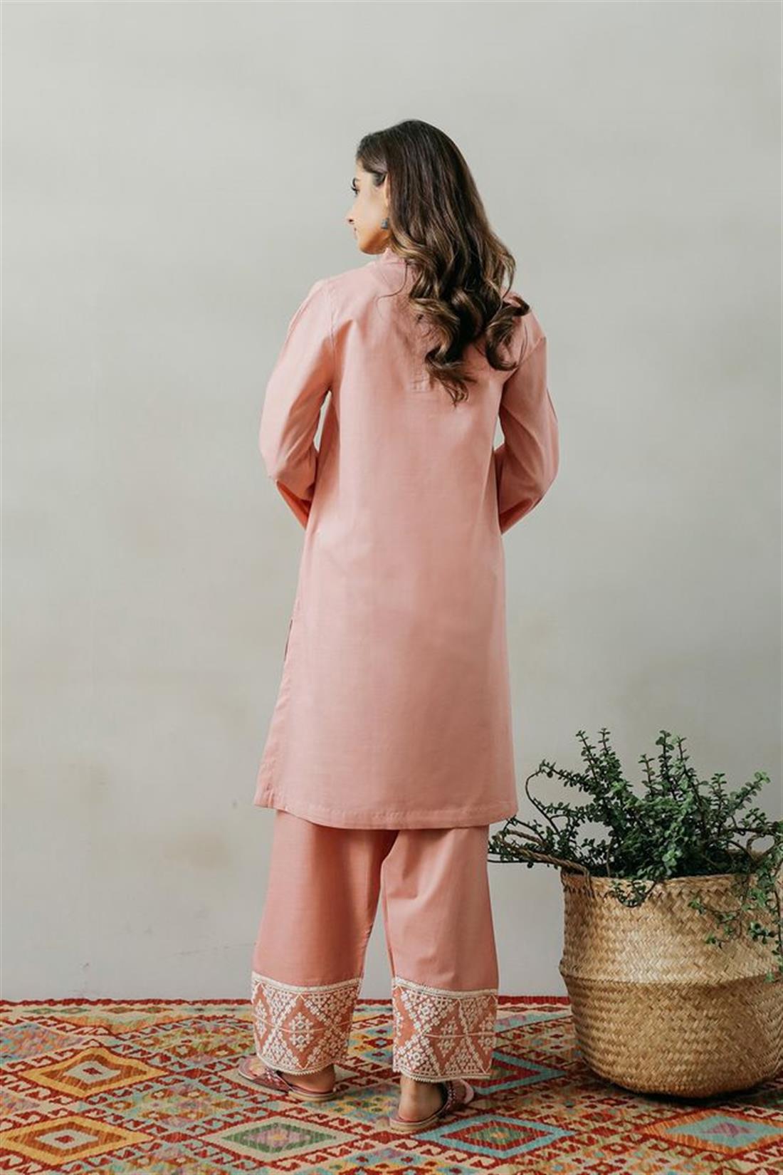 Pink Embroidered Organza Ethnic Designer Ladies Ready to Wear Suits