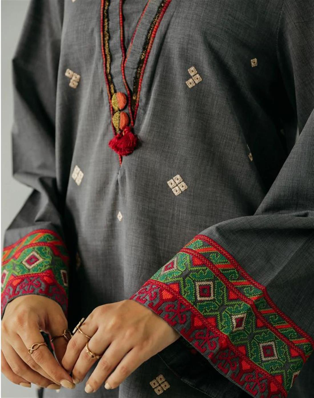 Grey Embroidered Ethnic Designer Ladies Ready to Wear Suits