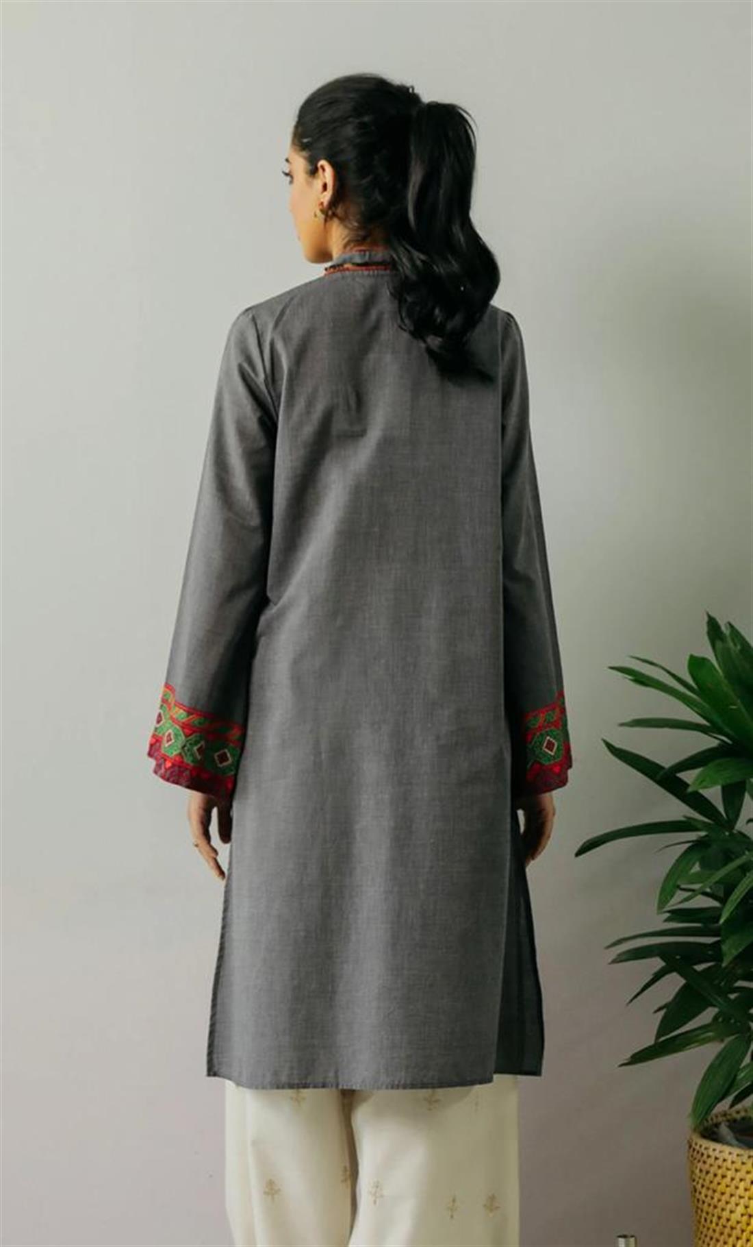 Grey Embroidered Ethnic Designer Ladies Ready to Wear Suits