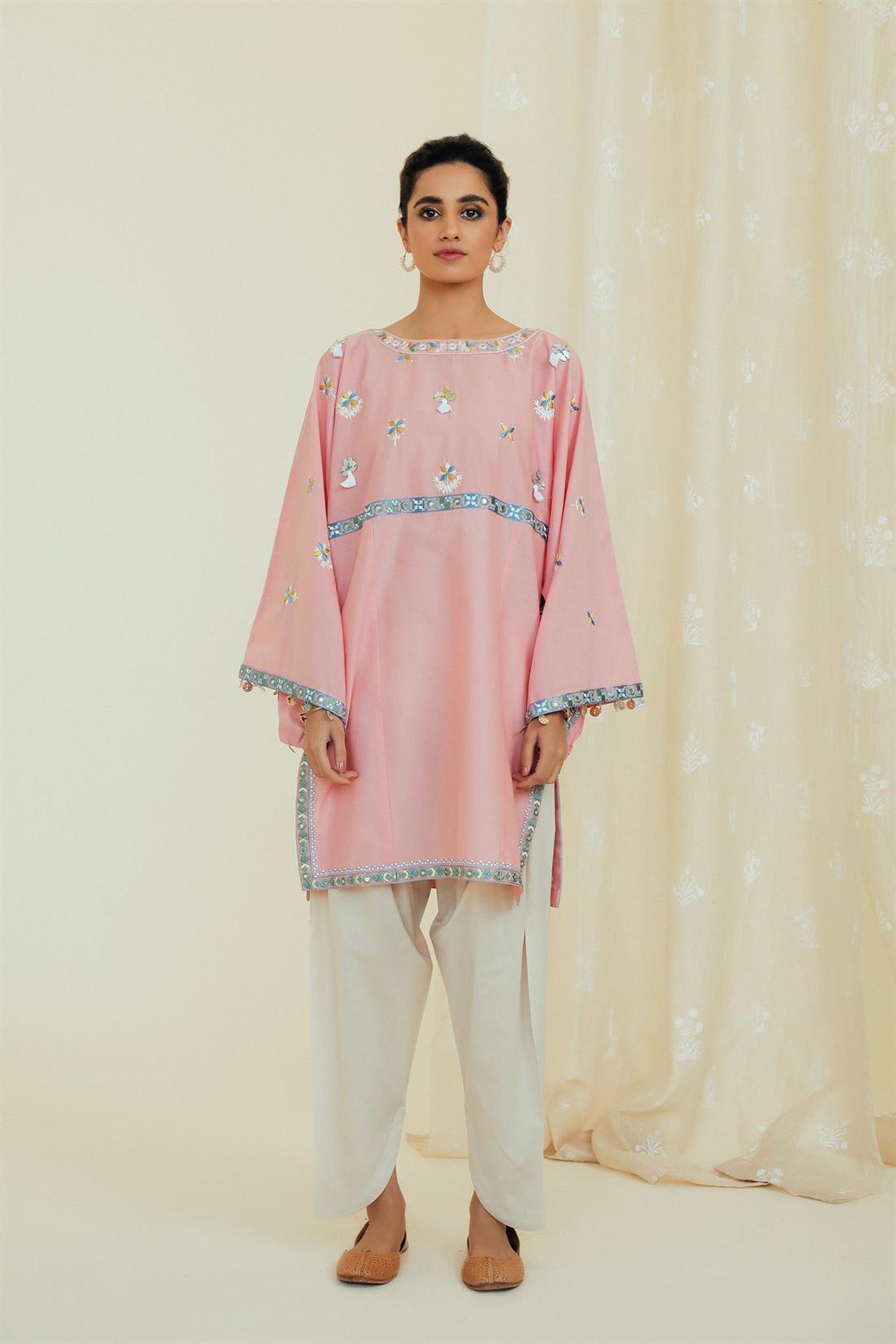 Baby Pink Embroidered Lawn Ethnic Designer Ladies Ready to Wear Suits