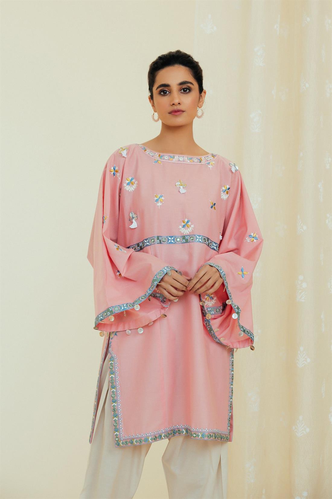 Baby Pink Embroidered Lawn Ethnic Designer Ladies Ready to Wear Suits