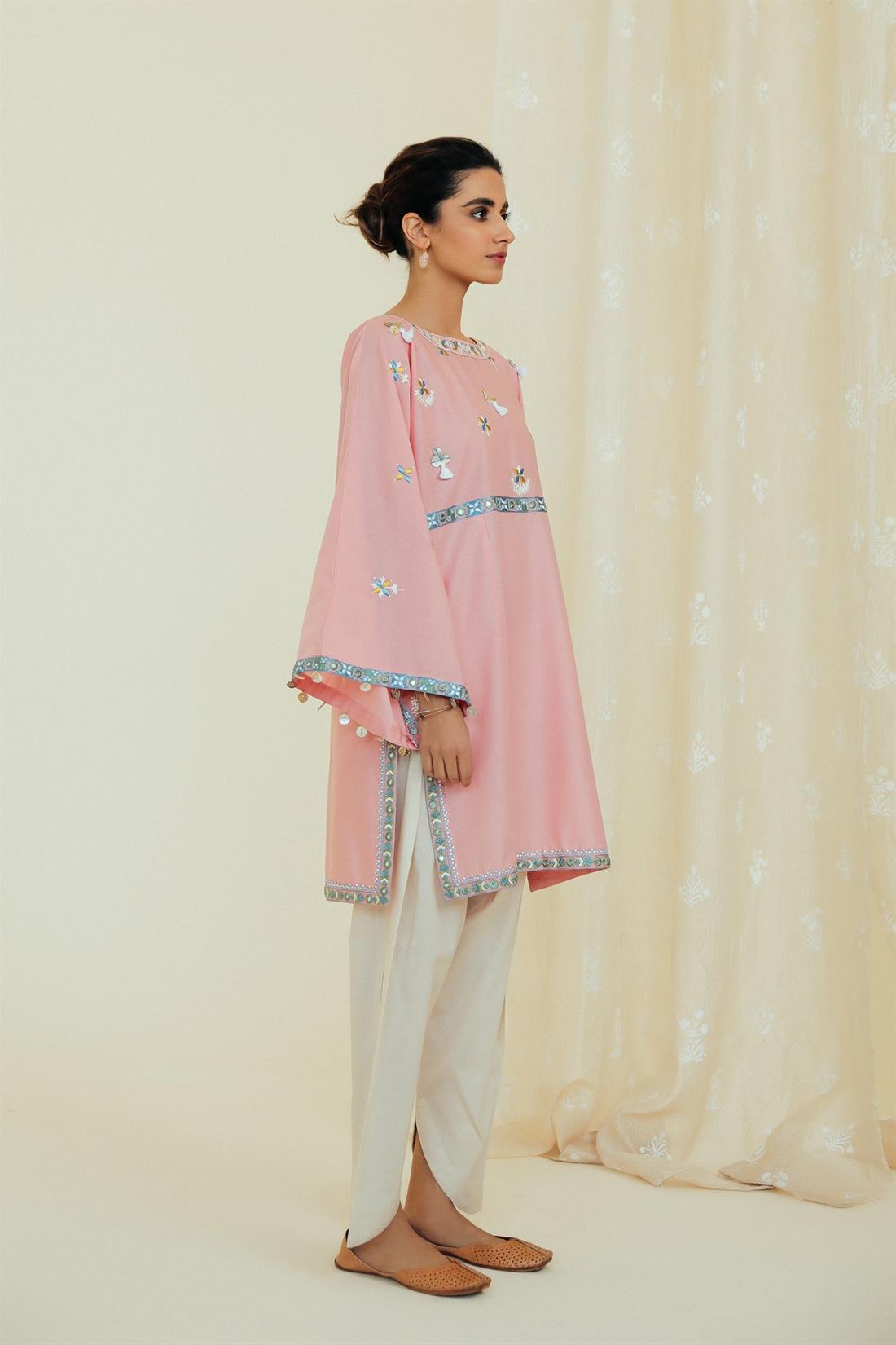 Baby Pink Embroidered Lawn Ethnic Designer Ladies Ready to Wear Suits