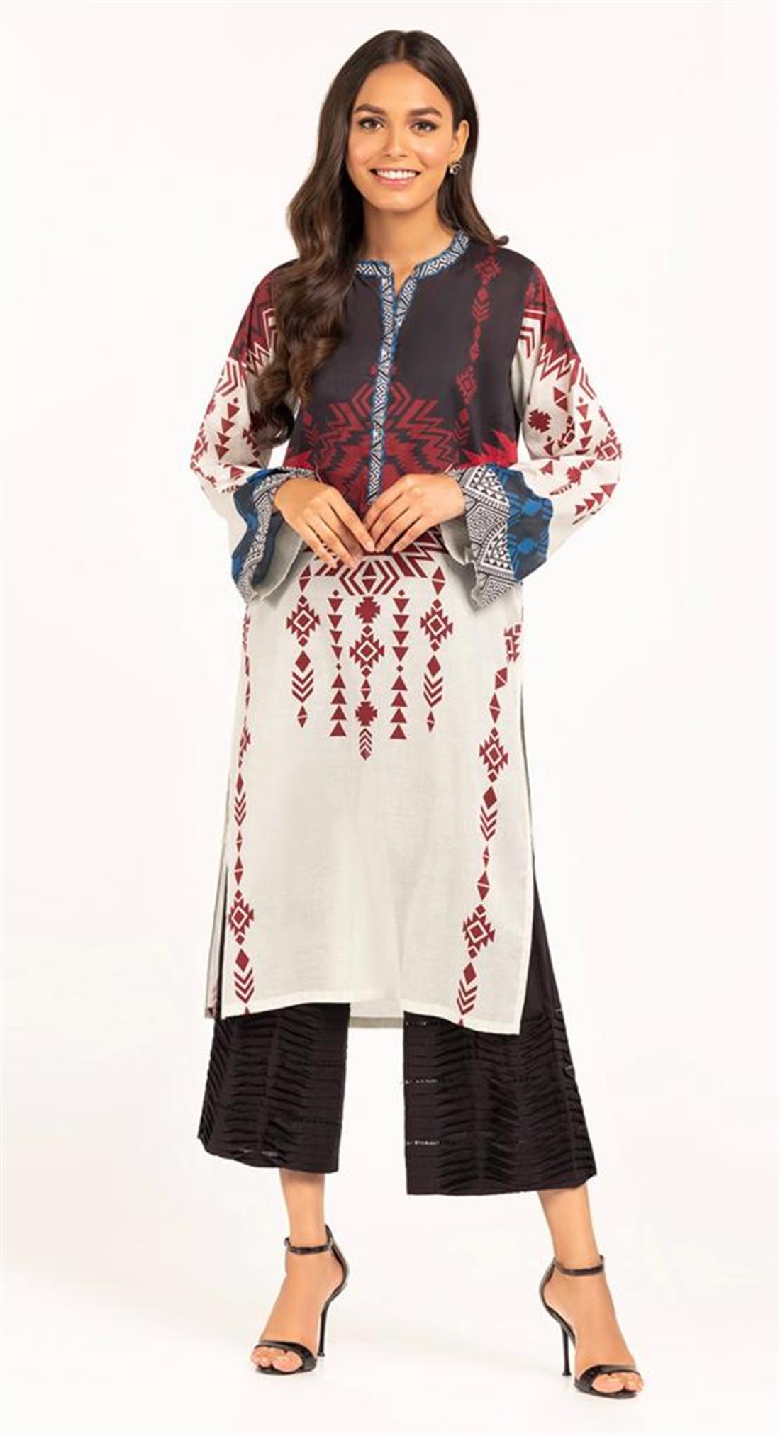 Black & Multicolour Digital Printed Cotton Shirt