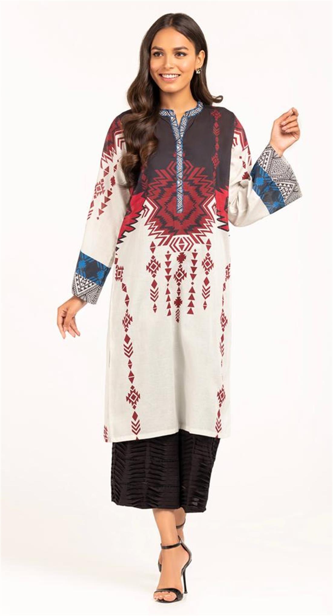 Black & Multicolour Digital Printed Cotton Shirt