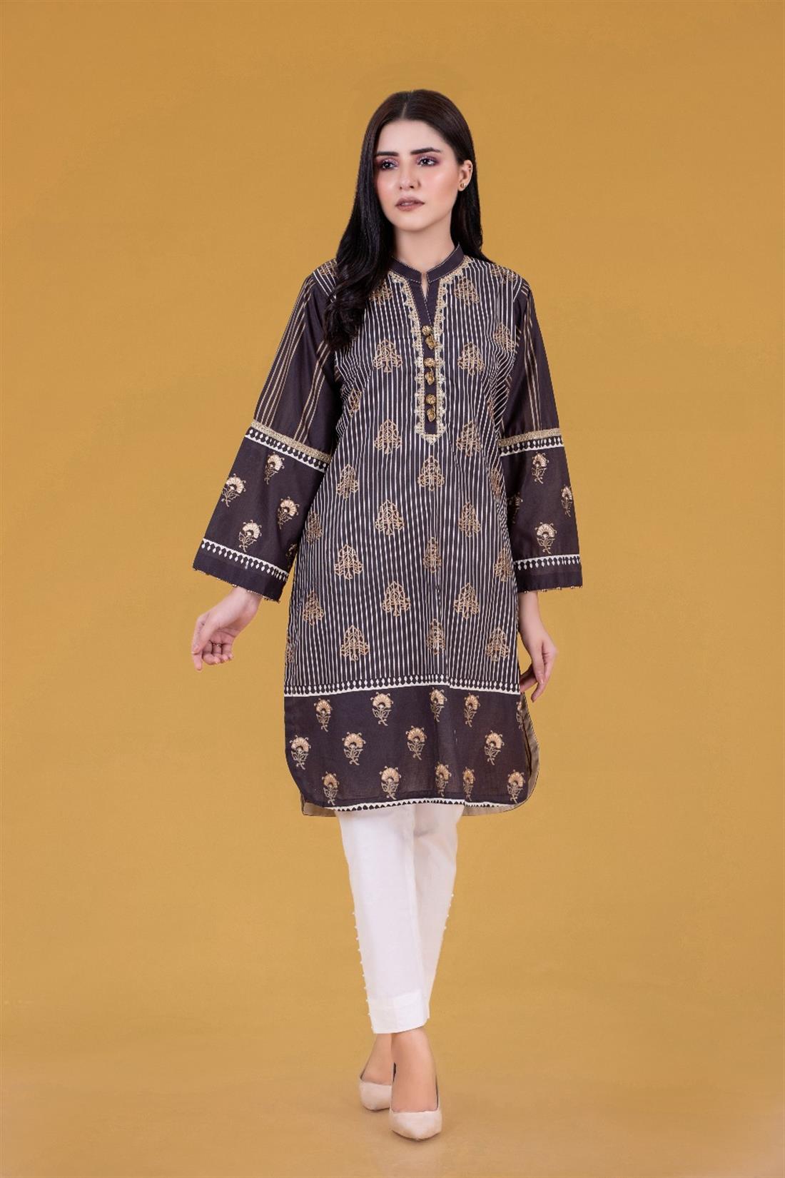 Black Screen Printed Lawn Shirt