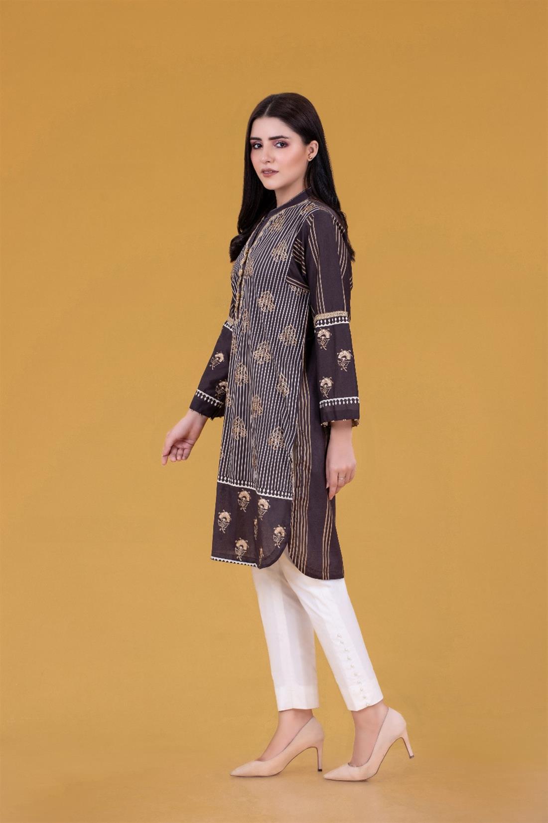 Black Screen Printed Lawn Shirt