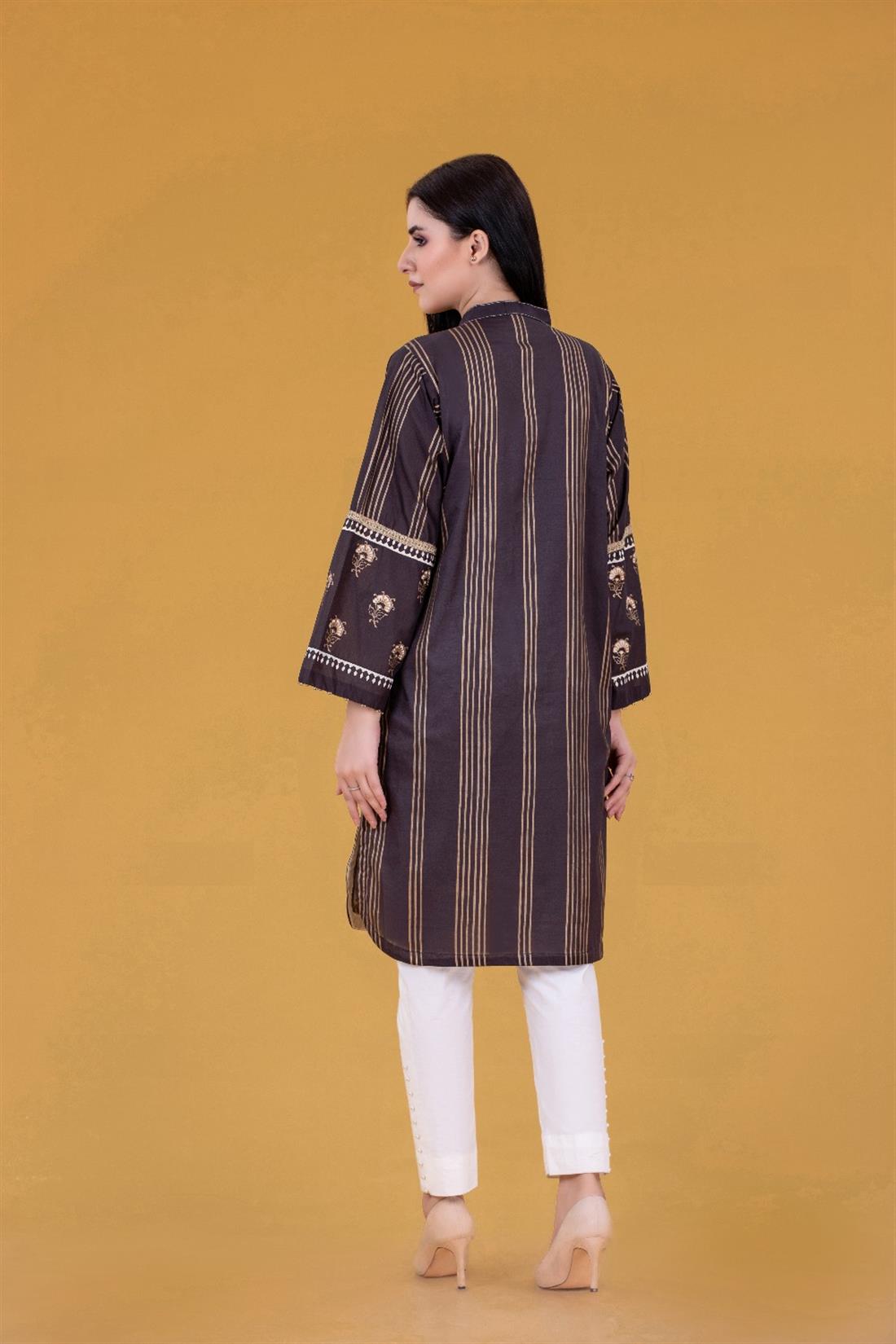 Black Screen Printed Lawn Shirt