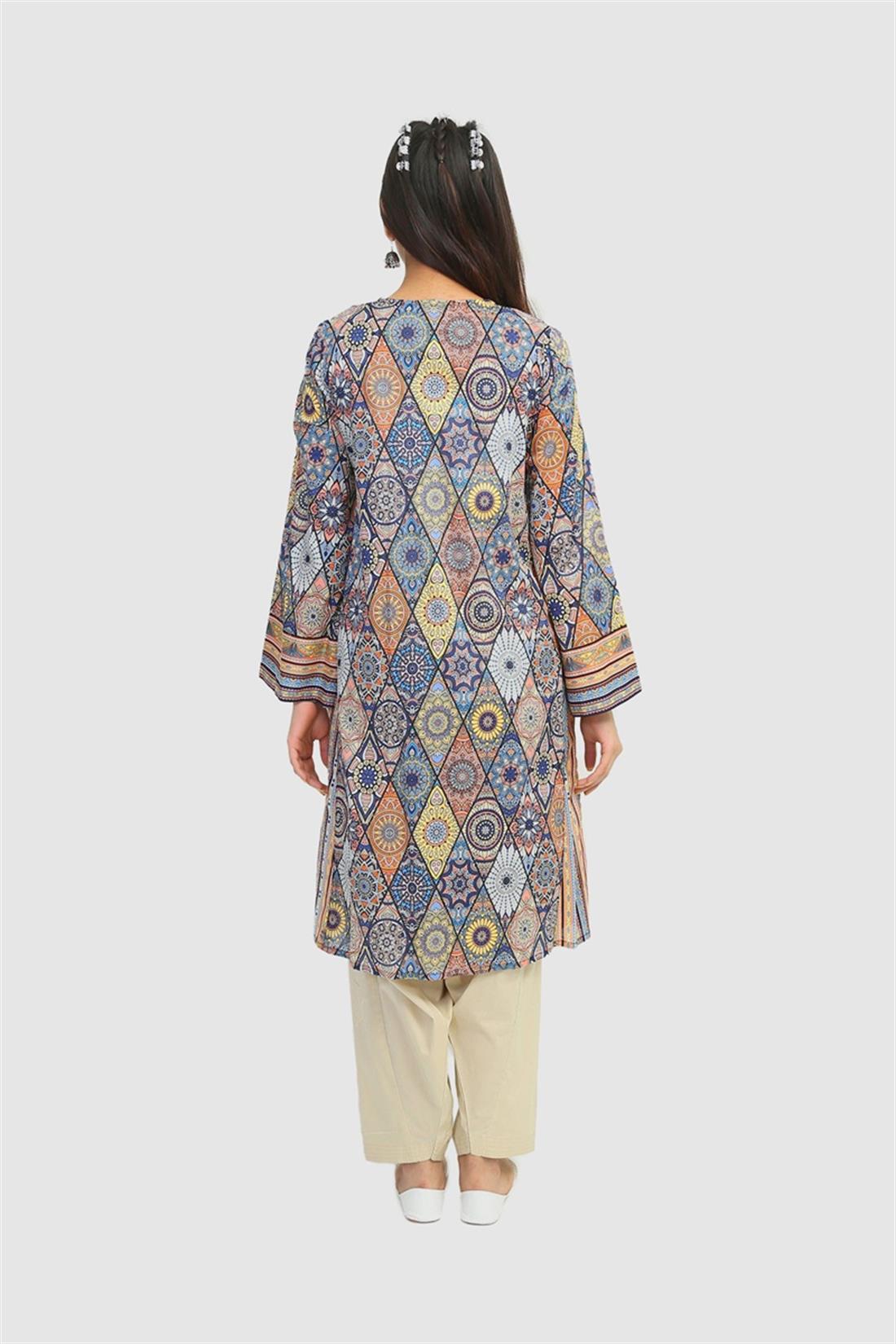 Blue & Multicolour Printed Lawn Generation