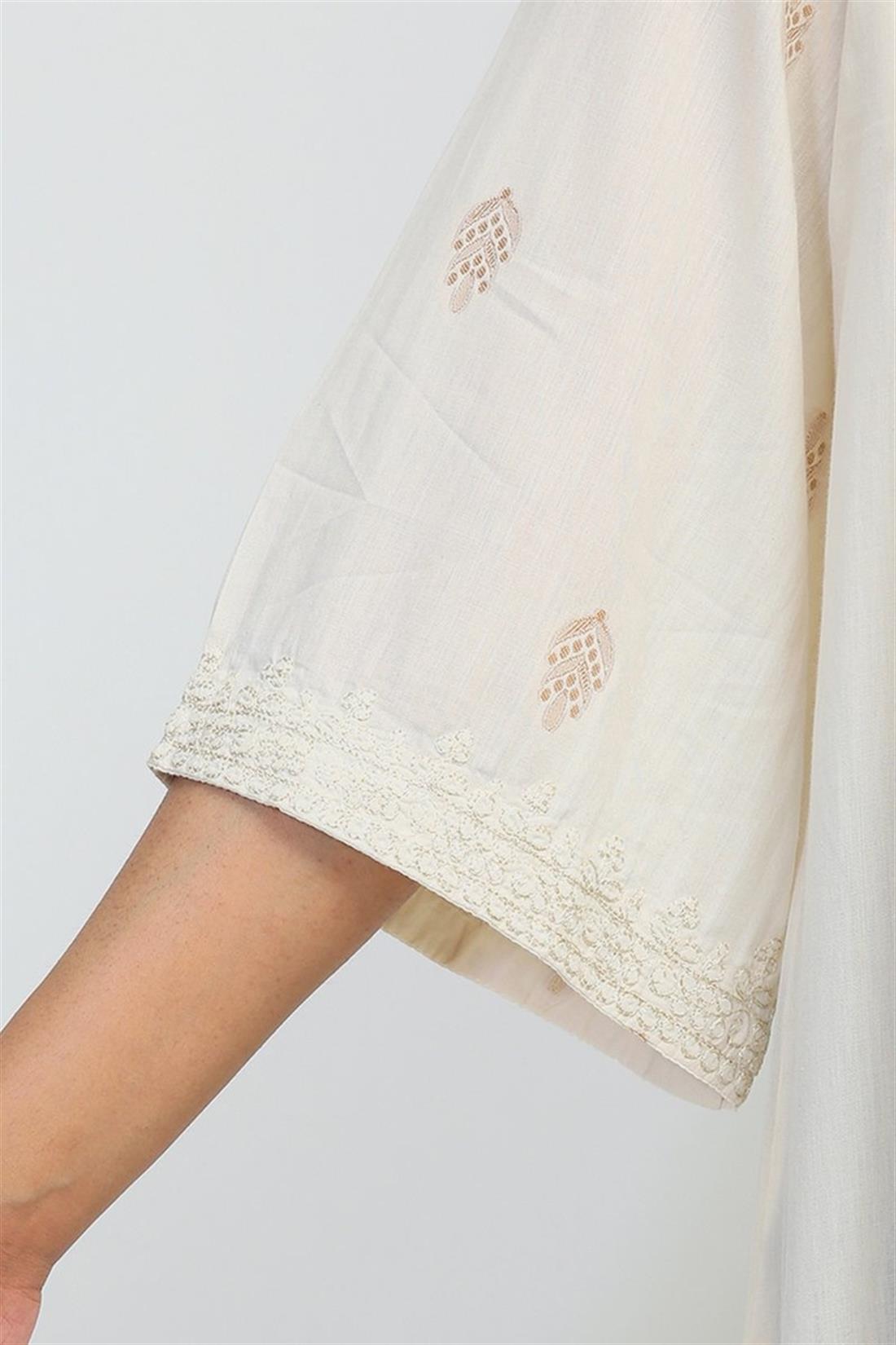 Off White Embroidered Jacquard Generation