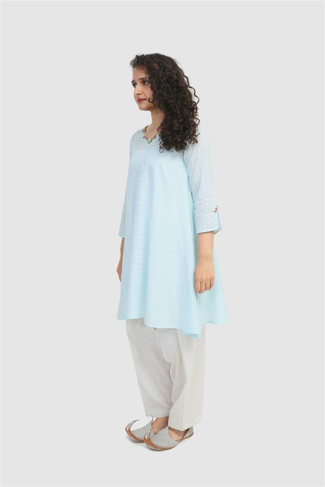 Sky Blue Embroidered A-Line Generation