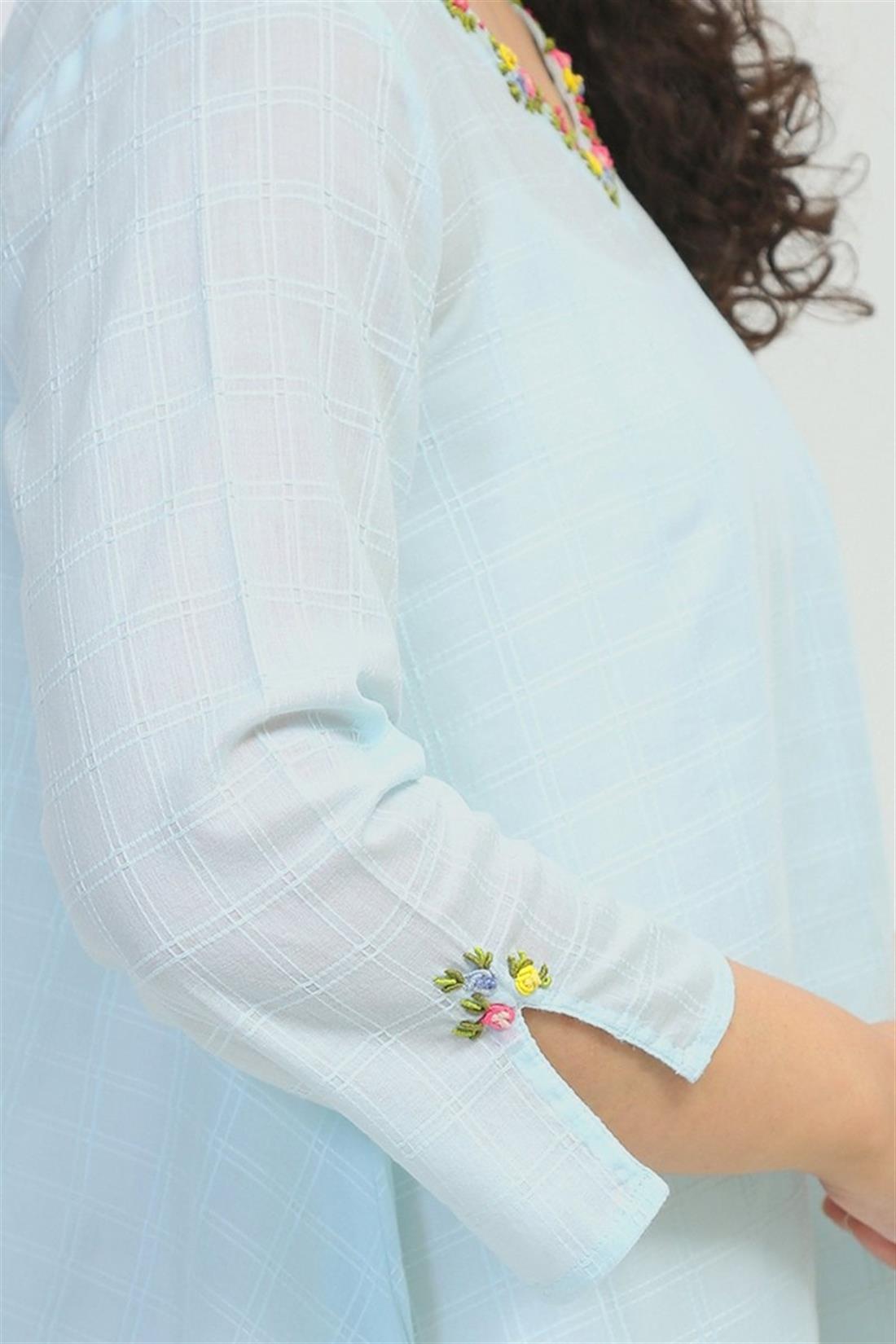 Sky Blue Embroidered A-Line Generation