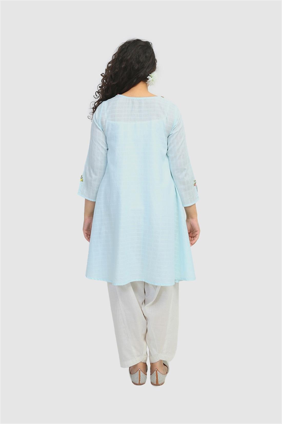 Sky Blue Embroidered A-Line Generation