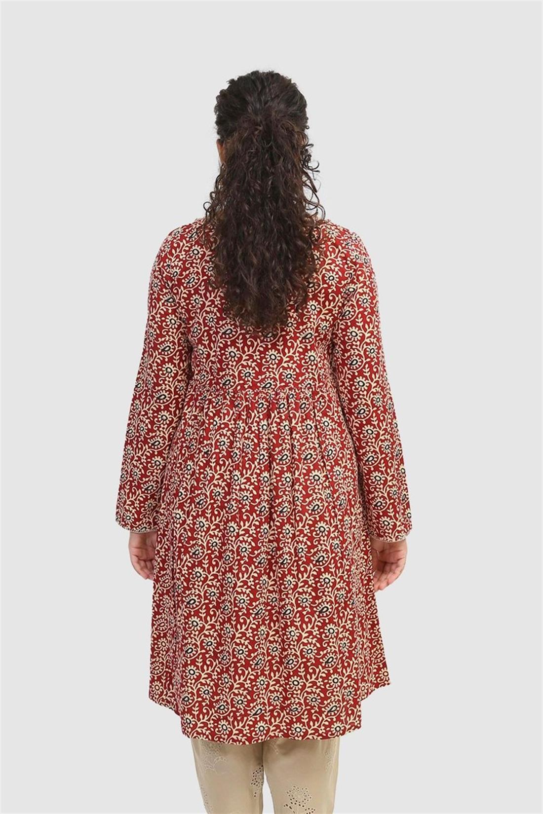 Maroon Readymade Embroidered Lawn Printed Frock
