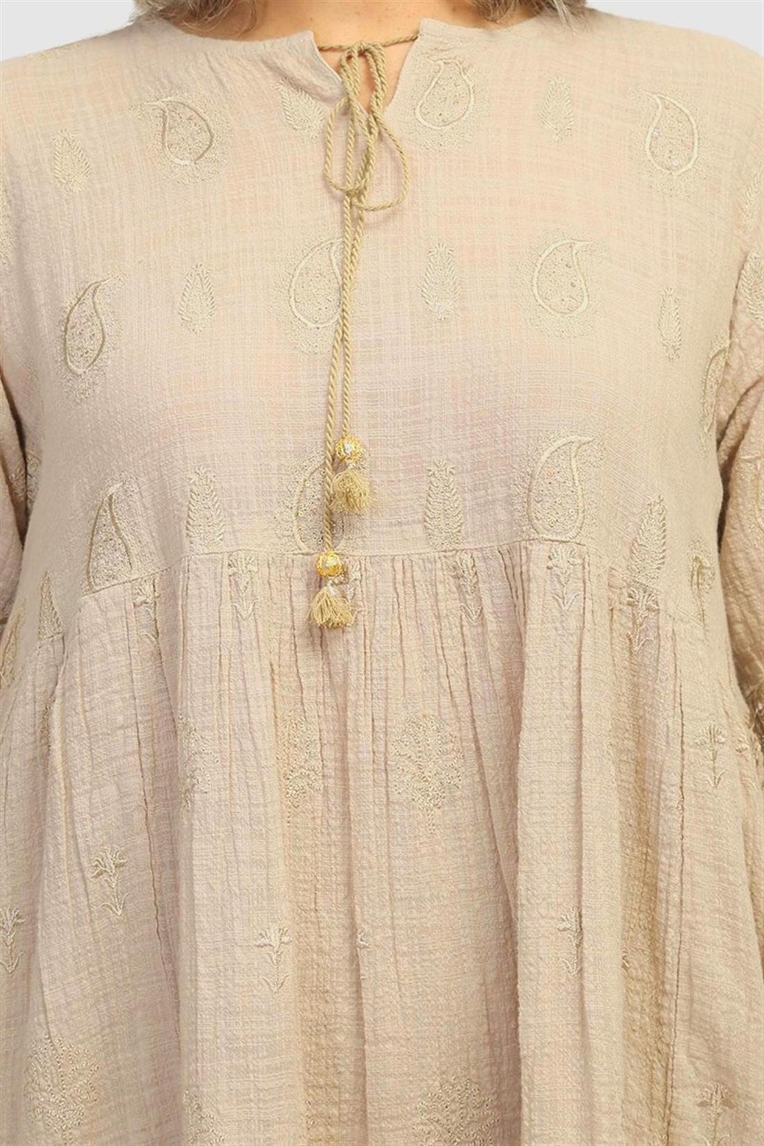 Beige Embroidered Lawn Palazzo Generation