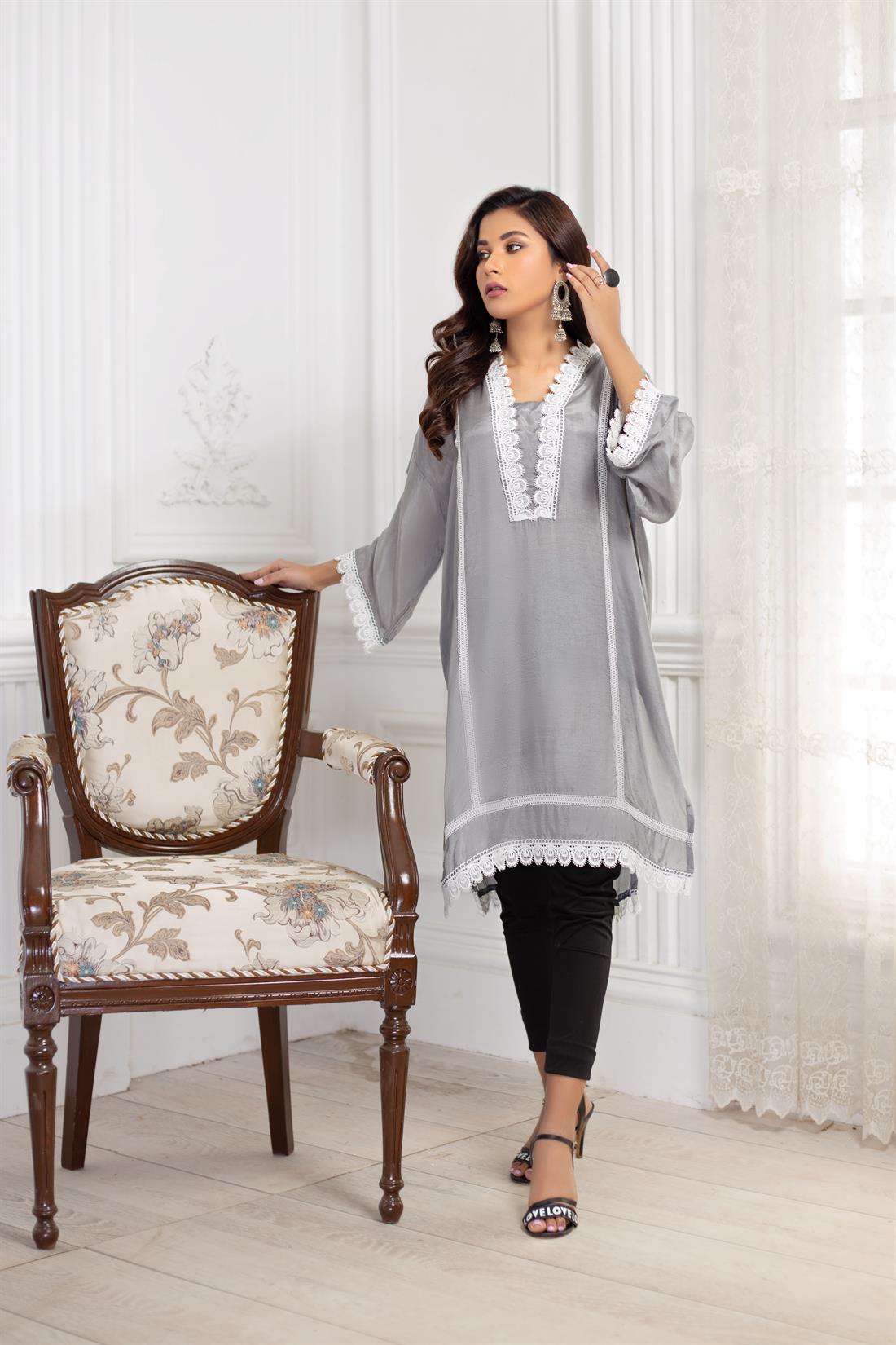 Grey Silk Straight-Cut Zoya Collections