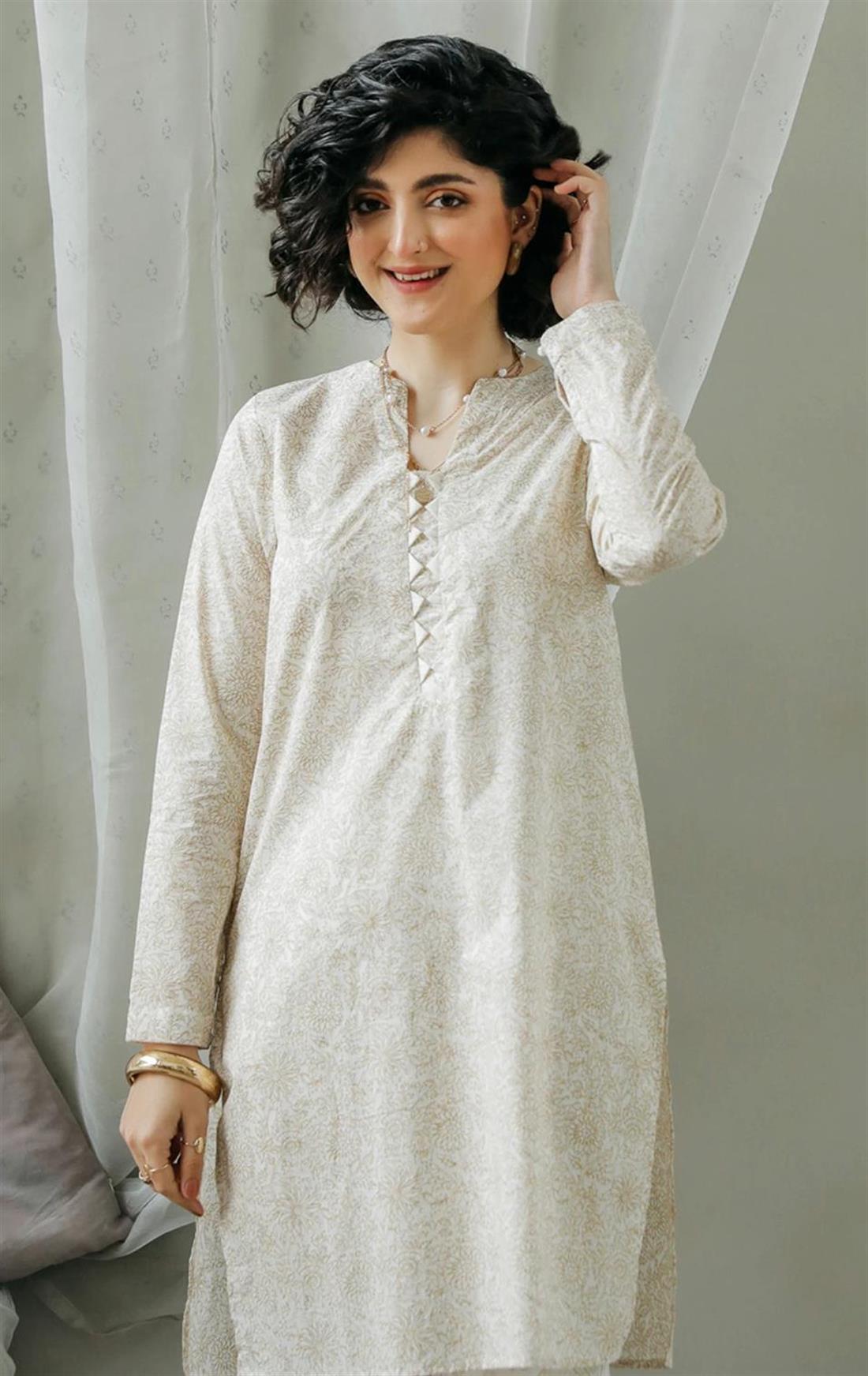 Off White Printed Lawn Ethnic Designer Ladies Ready to Wear Suits