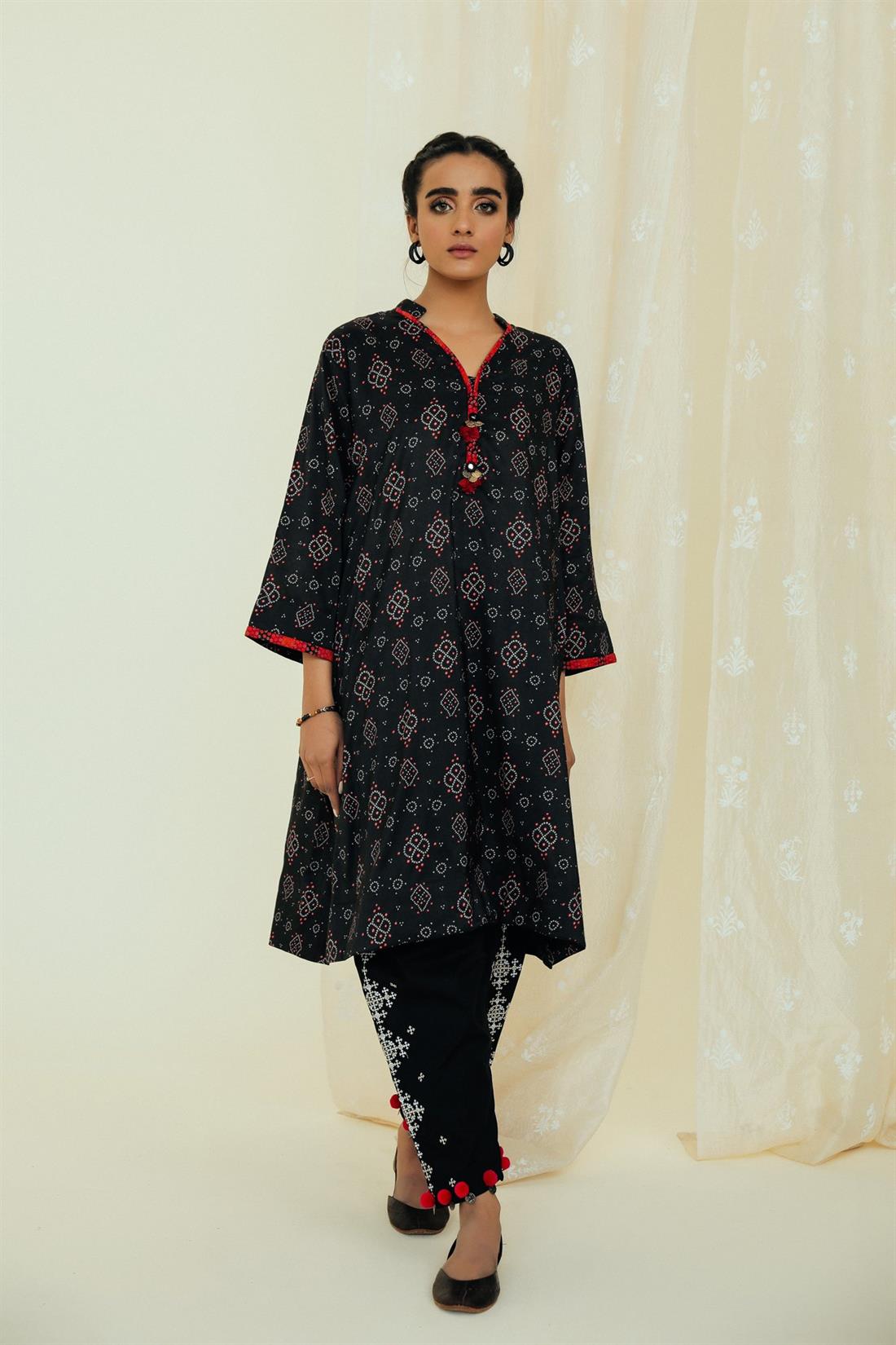 Black Beaded Silk Ethnic Designer Ladies Ready to Wear Suits