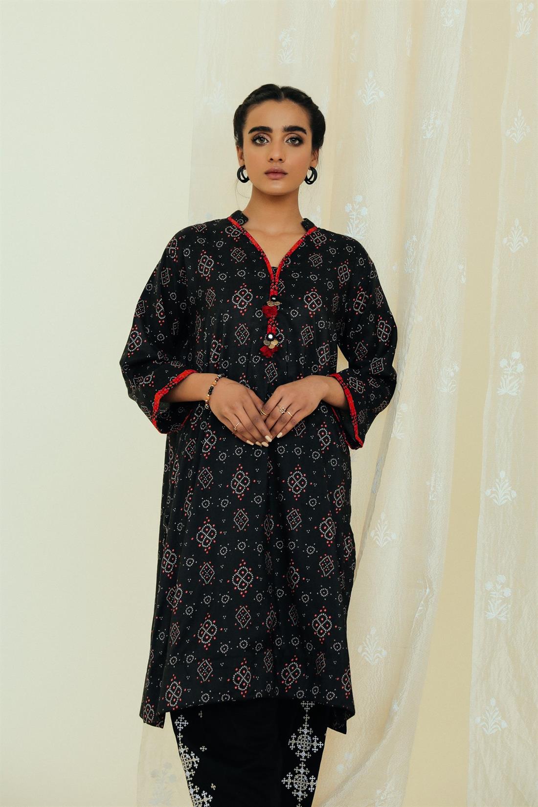 Black Beaded Silk Ethnic Designer Ladies Ready to Wear Suits