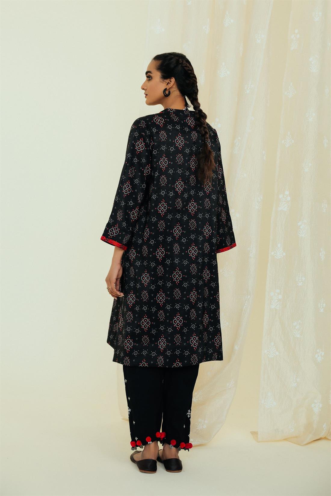 Black Beaded Silk Ethnic Designer Ladies Ready to Wear Suits