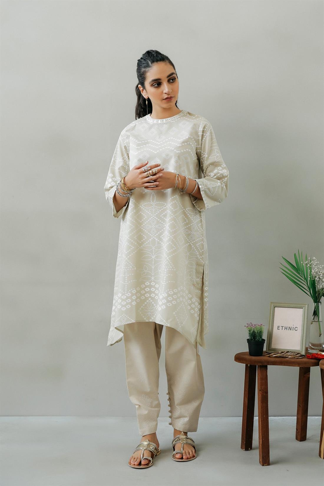 Light Cream Embroidered Lawn Ethnic Designer Ladies Ready to Wear Suits