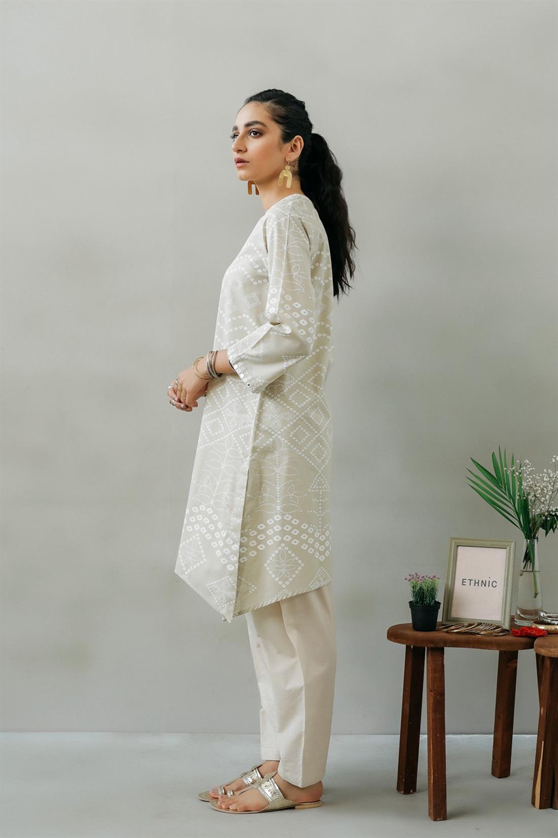 Light Cream Embroidered Lawn Ethnic Designer Ladies Ready to Wear Suits