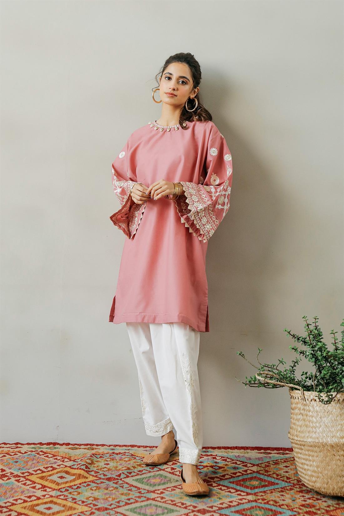 Light Pink Embroidered Lawn Ethnic Designer Ladies Ready to Wear Suits