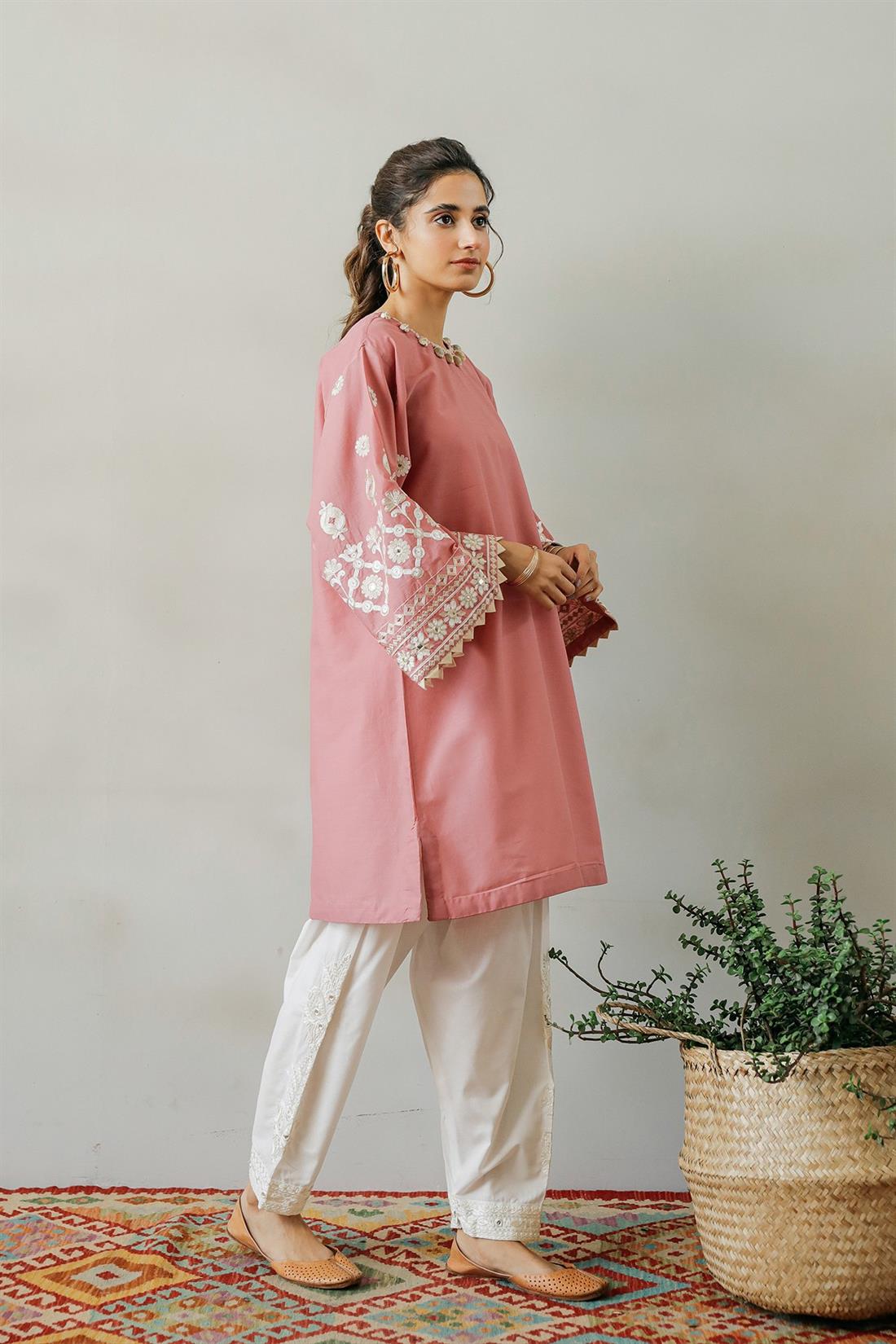 Light Pink Embroidered Lawn Ethnic Designer Ladies Ready to Wear Suits