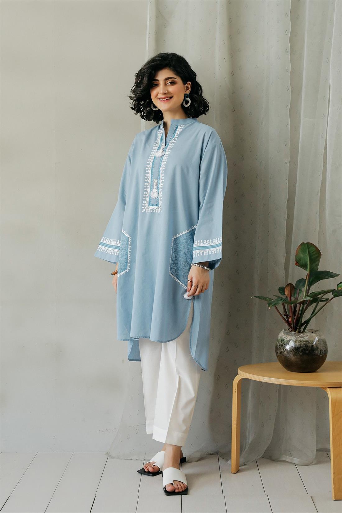 Grey Embroidered Ethnic Designer Ladies Ready to Wear Suits
