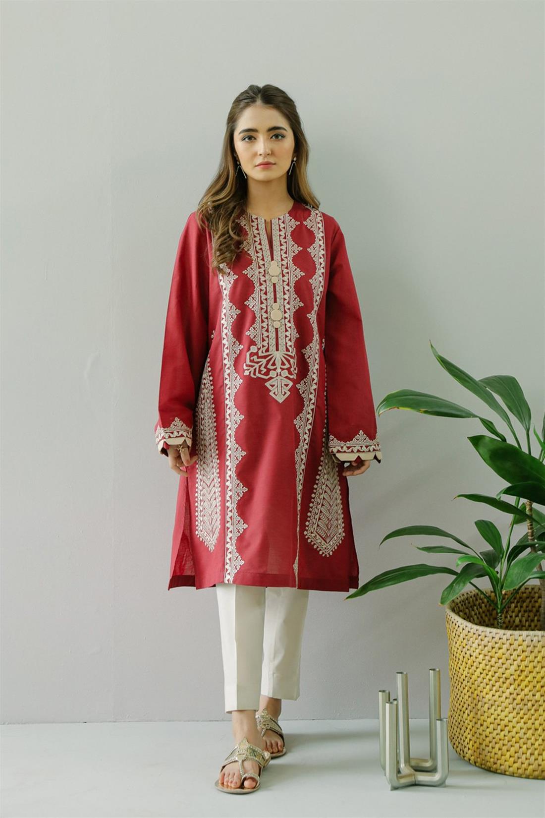 Maroon Embroidered Ethnic Designer Ladies Ready to Wear Suits