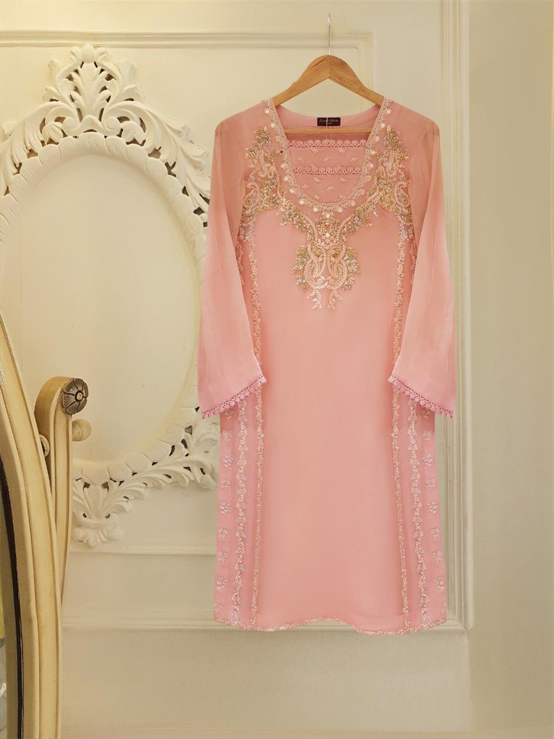 Pink Agha Noor Pure Chiffon Shirt