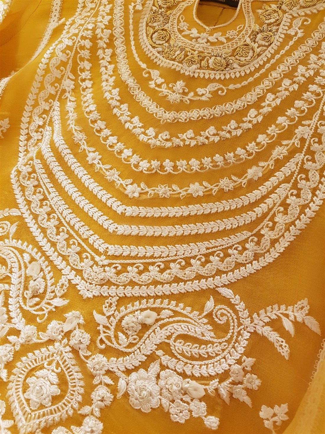 Mustard Agha Noor Pure Organza Shirt