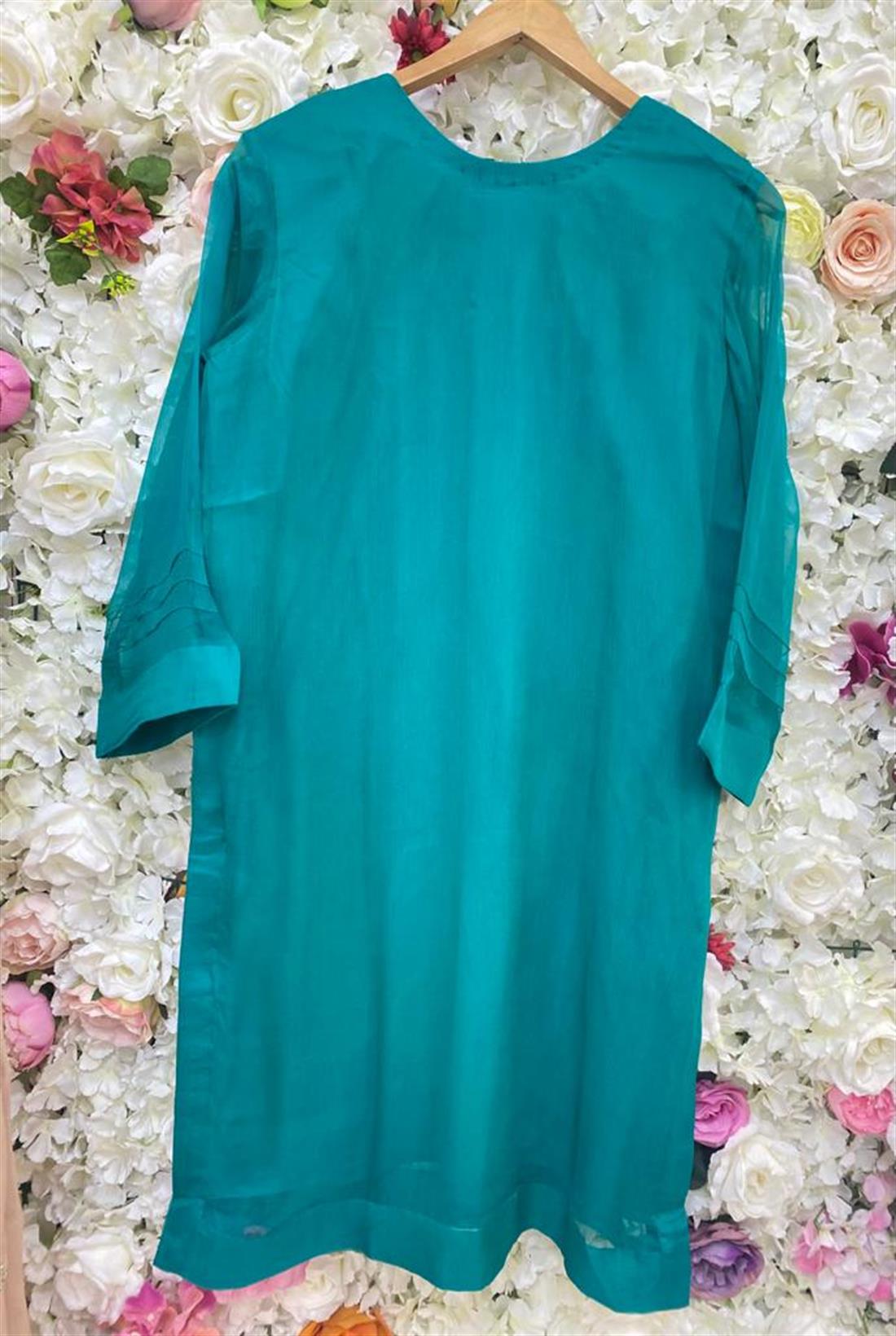 Teal Agha Noor Pure Chiffon Shirt