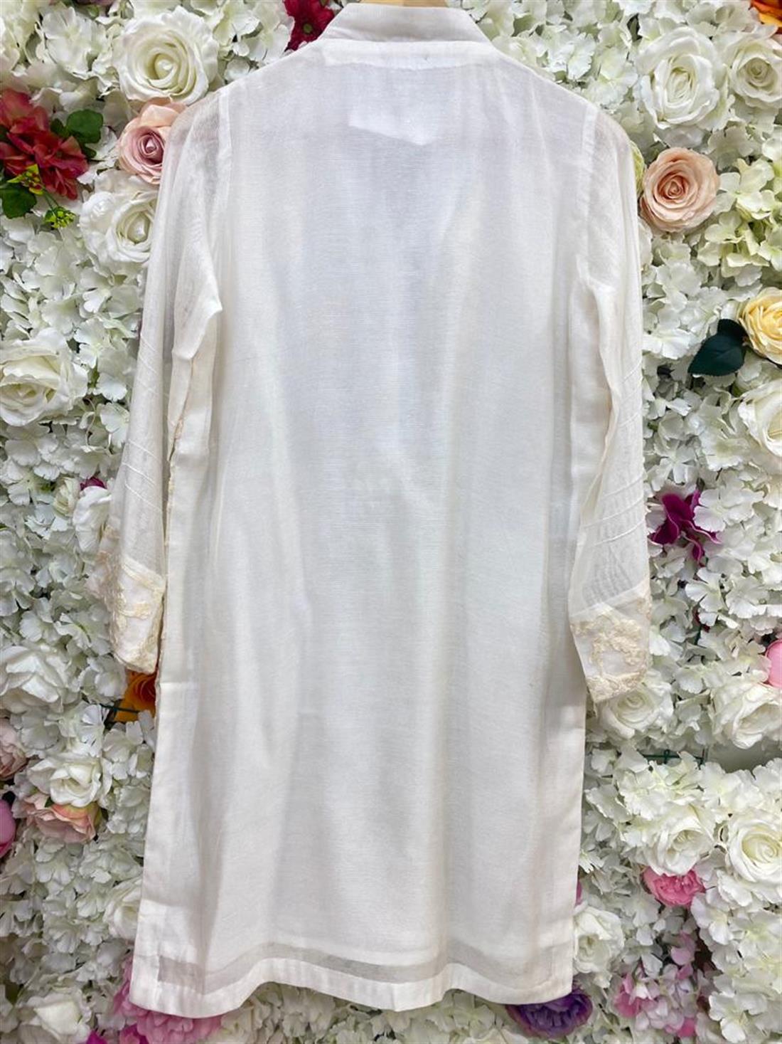 Cream Agha Noor Pure Cotton Net Shirt