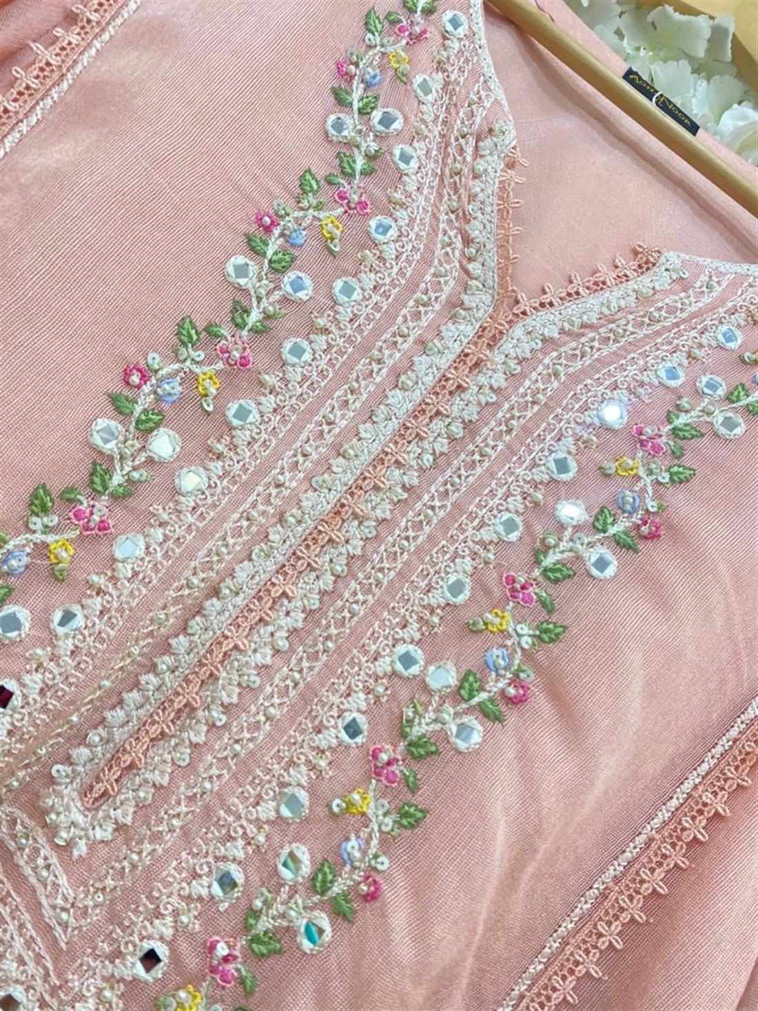 Peach Agha Noor Pure Cotton Net Shirt