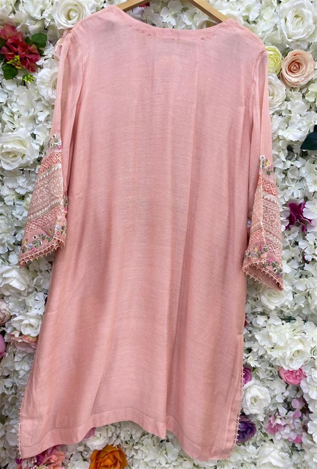 Peach Agha Noor Pure Cotton Net Shirt