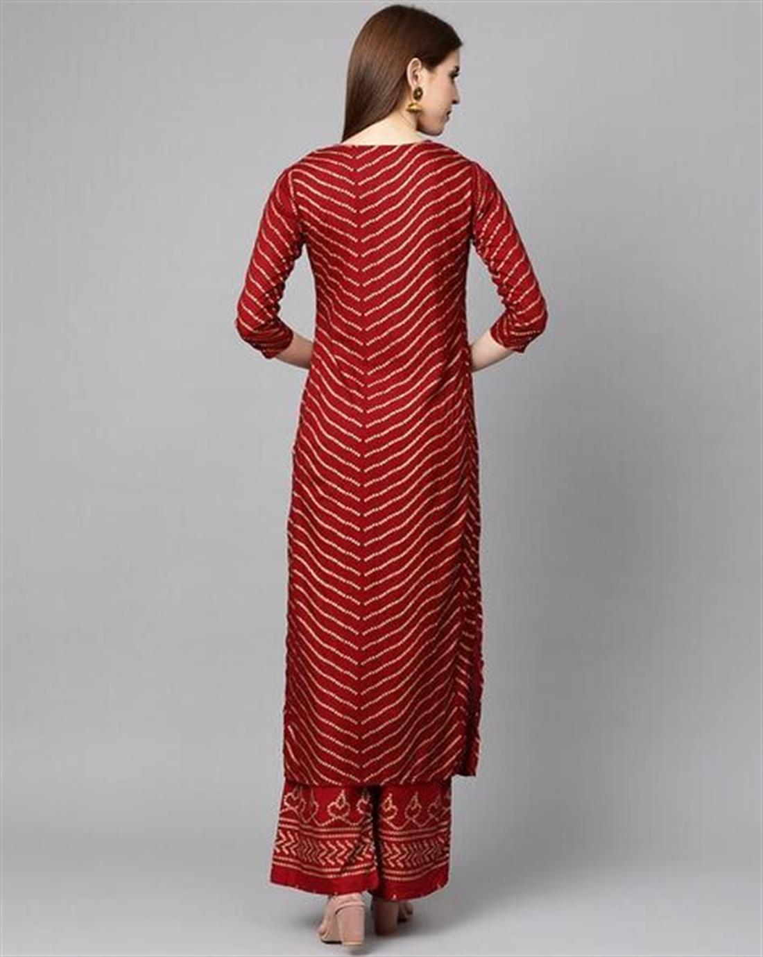 Maroon Printed Palazzo Ladies Tunics and Kurta