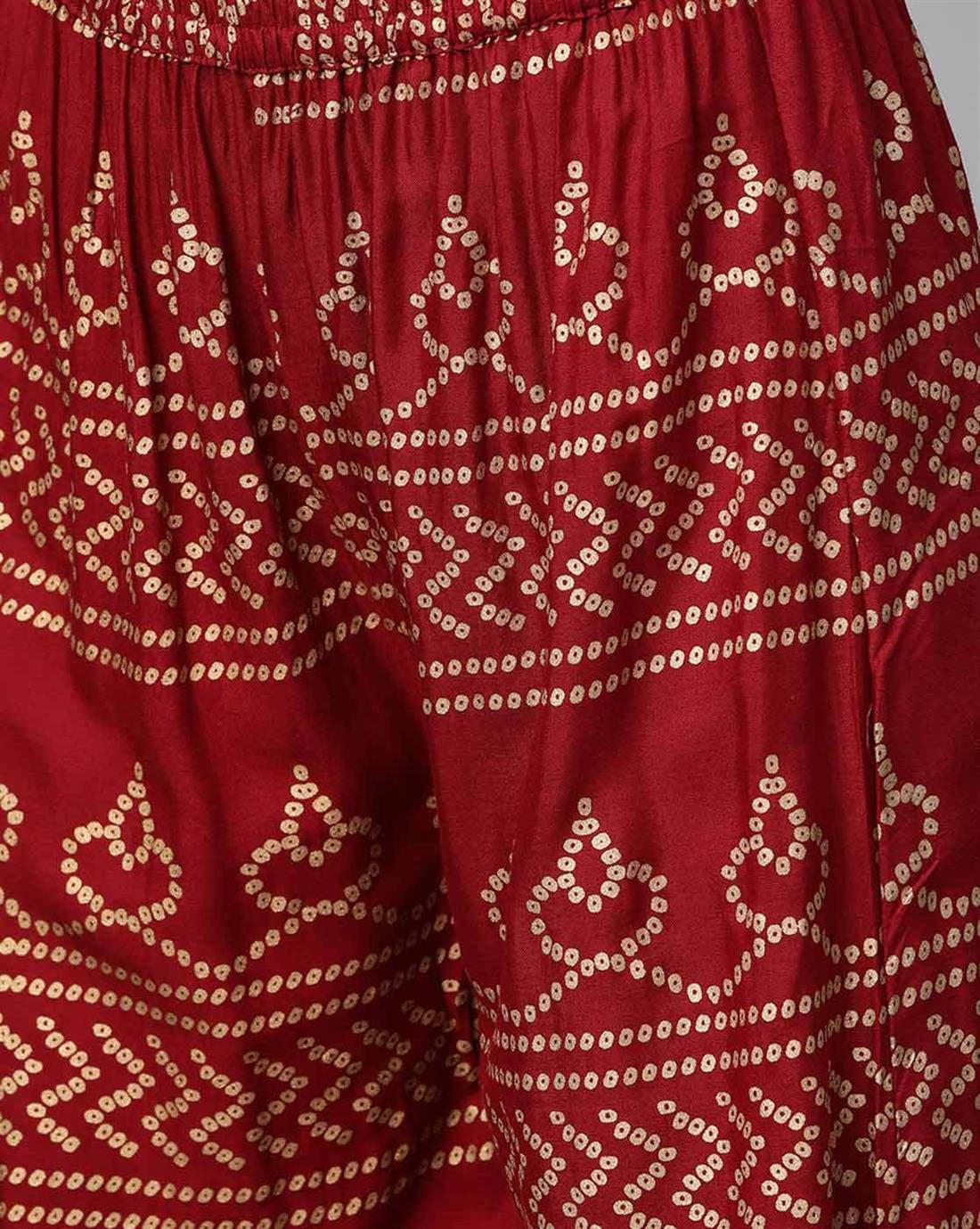 Maroon Printed Palazzo Ladies Tunics and Kurta