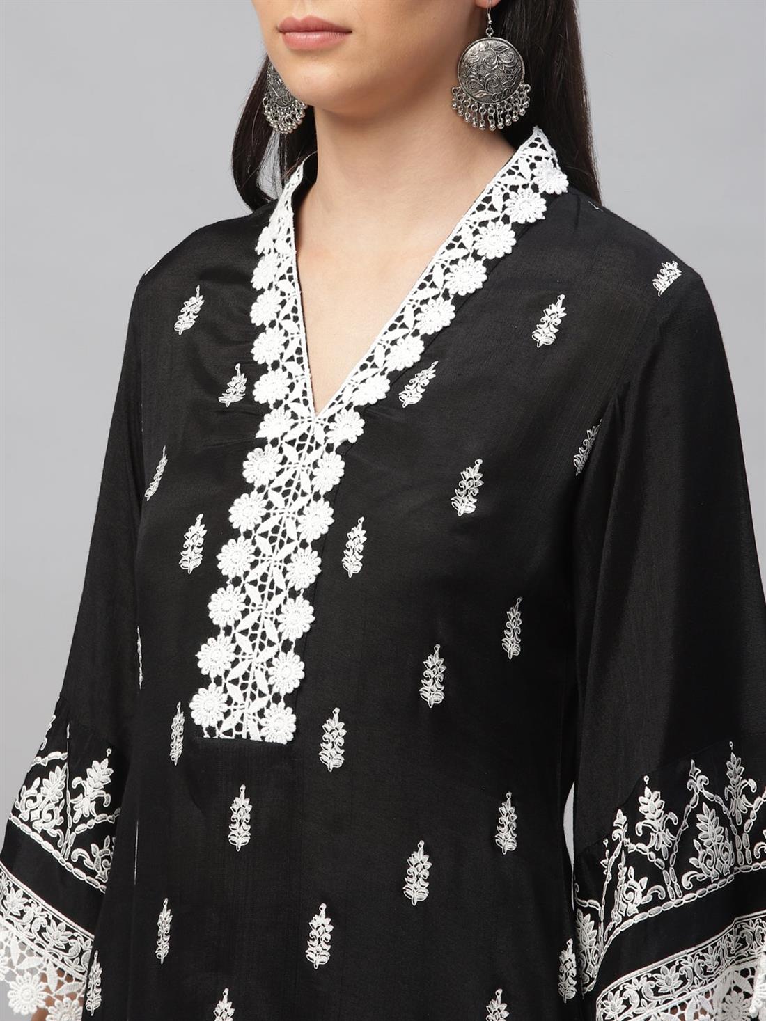 Black Printed Palazzo Ladies Tunics and Kurta