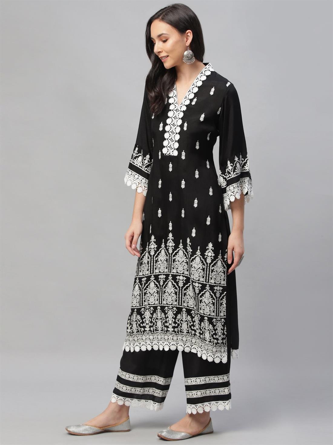 Black Printed Palazzo Ladies Tunics and Kurta