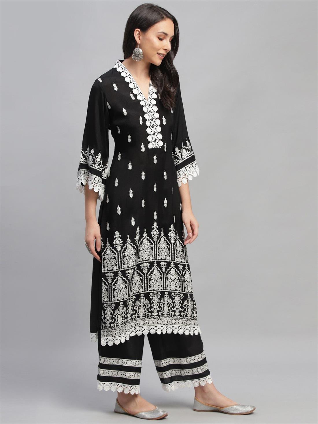 Black Printed Palazzo Ladies Tunics and Kurta