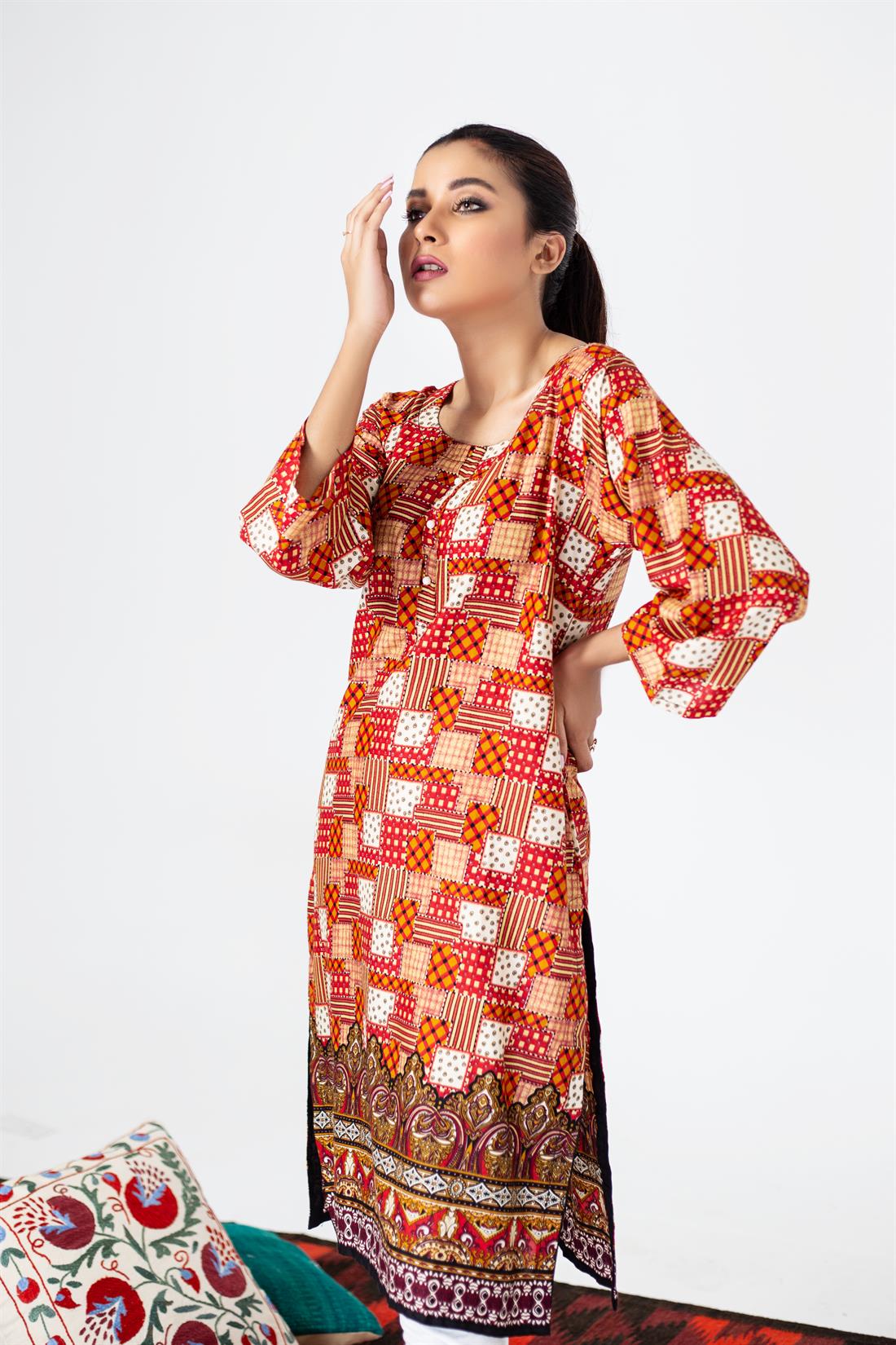 Multicolour 1 Piece Readymade Traditional Printed Kurta
