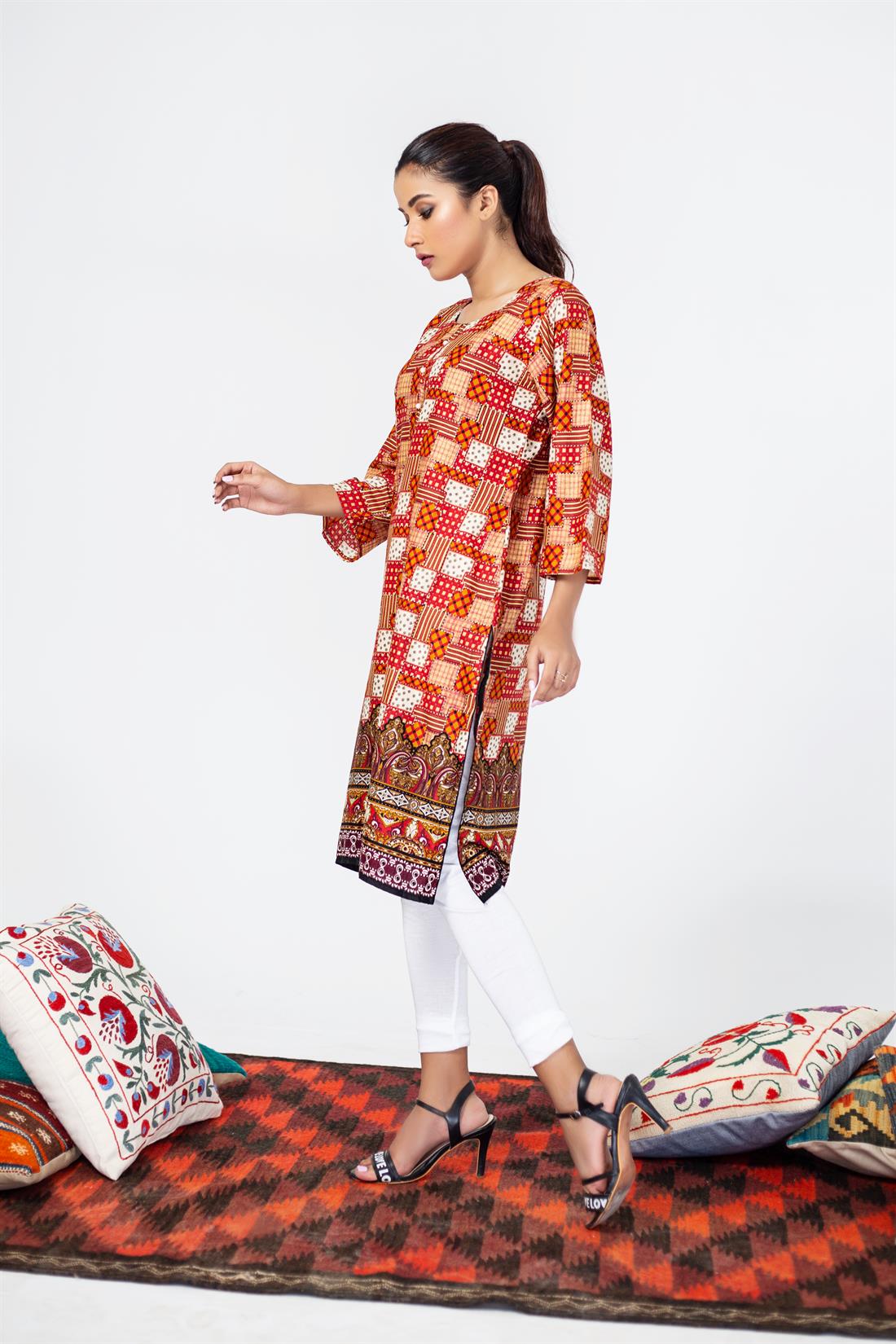 Multicolour 1 Piece Readymade Traditional Printed Kurta