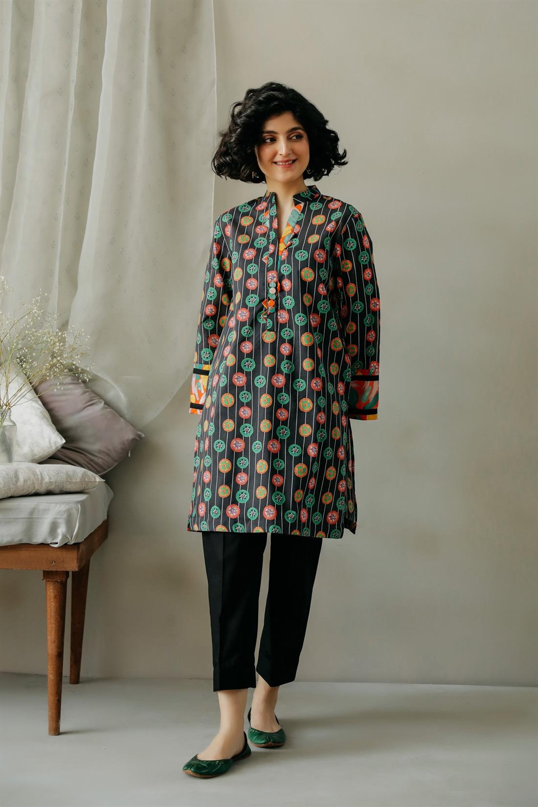 Black Printed Lawn Ethnic Designer Ladies Ready to Wear Suits