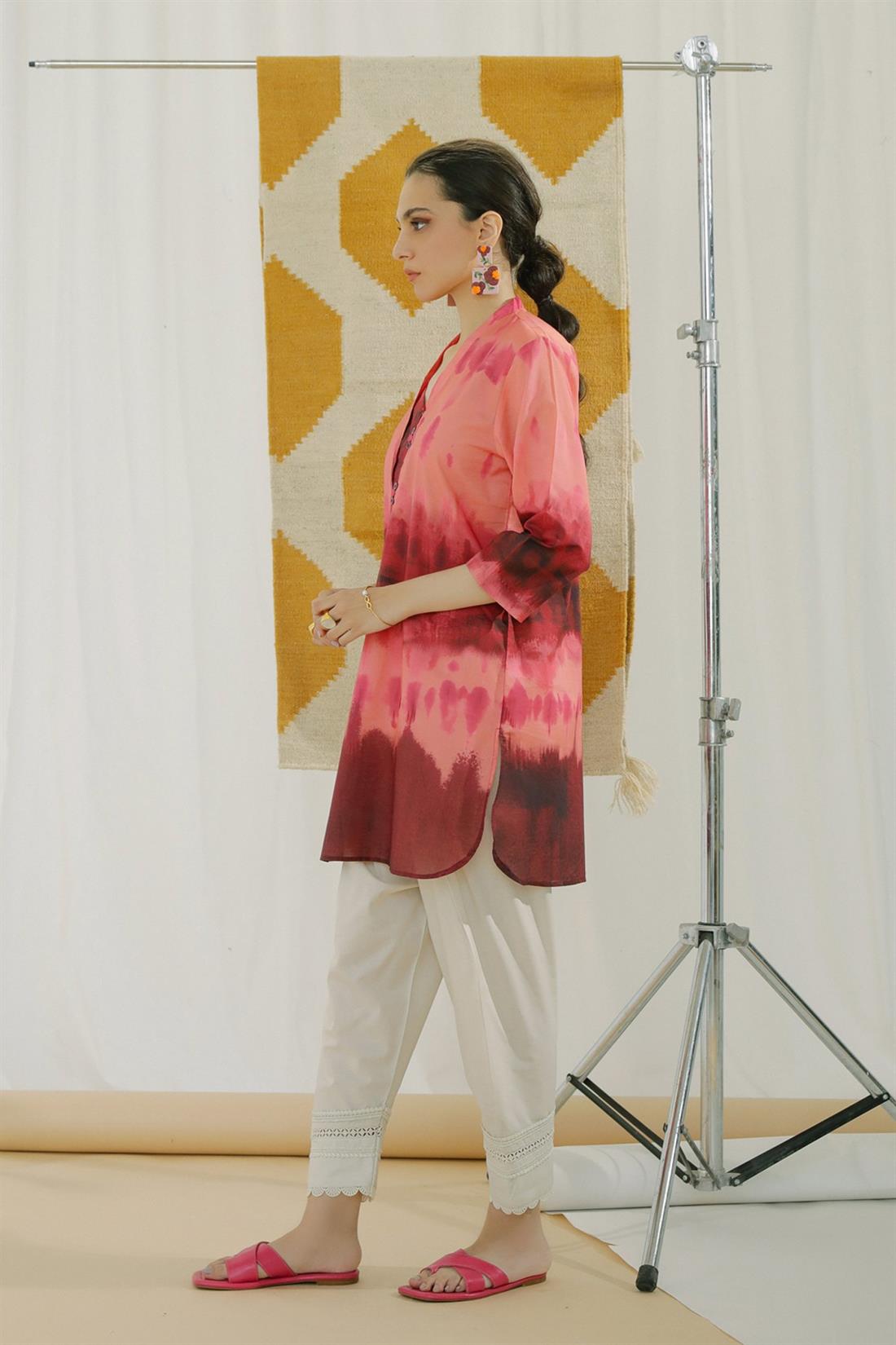 Peach & Pink Printed Lawn Ethnic Designer Ladies Ready to Wear Suits